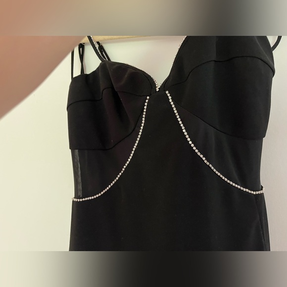 Dorian Rhinestone Crepe Cutout Maxi Dress in Black - Picture 6 of 9